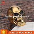 Fashion class design the expendables high quality hollow skull gold plated stainless steel ring for men